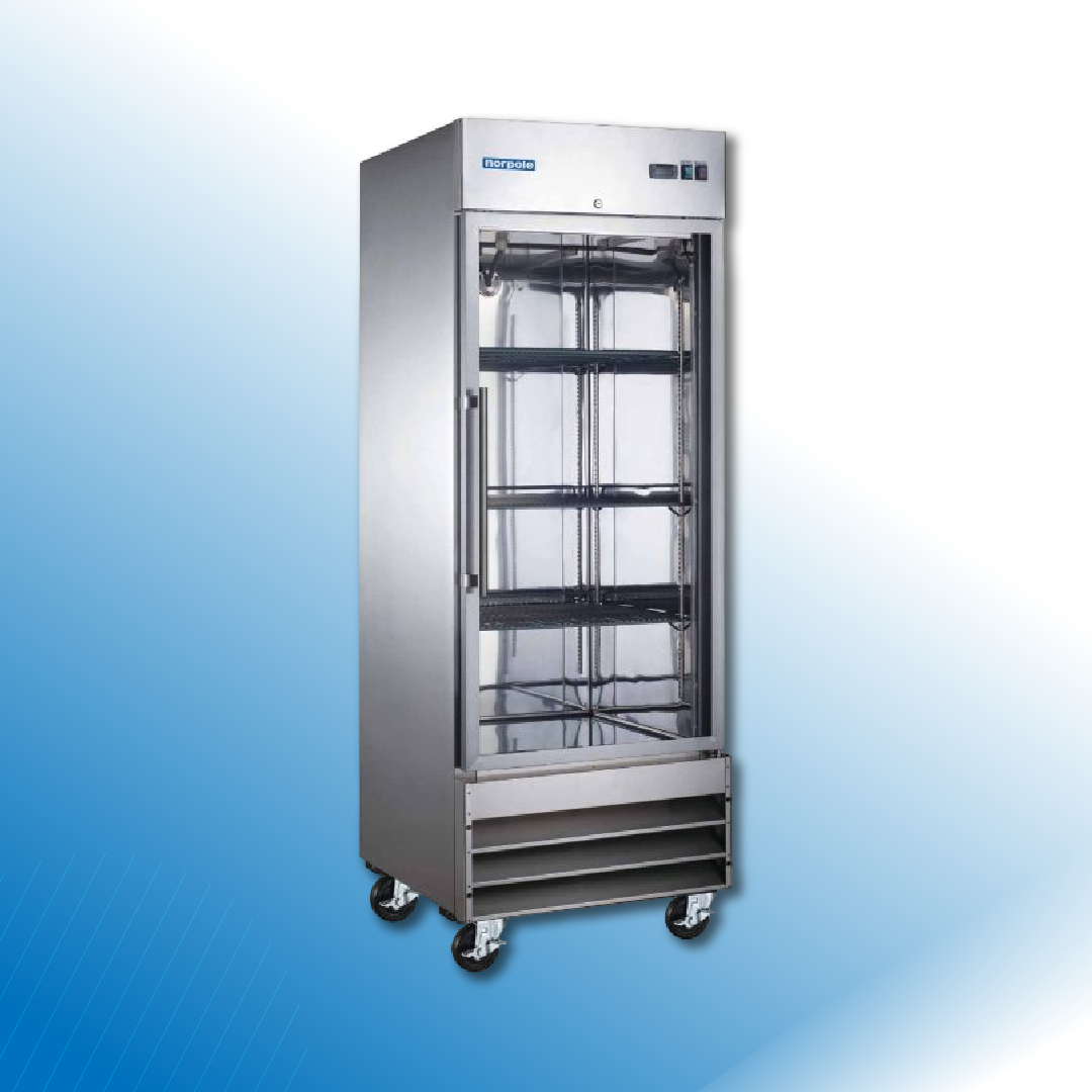 1 Glass Door Stainless Steel Reach-In Freezer