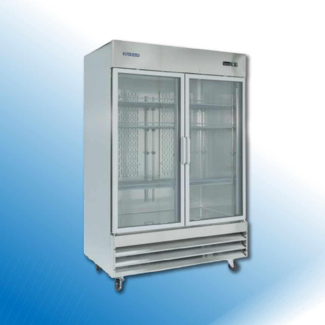 2 Glass Door Stainless Steel Reach-In Refrigerator