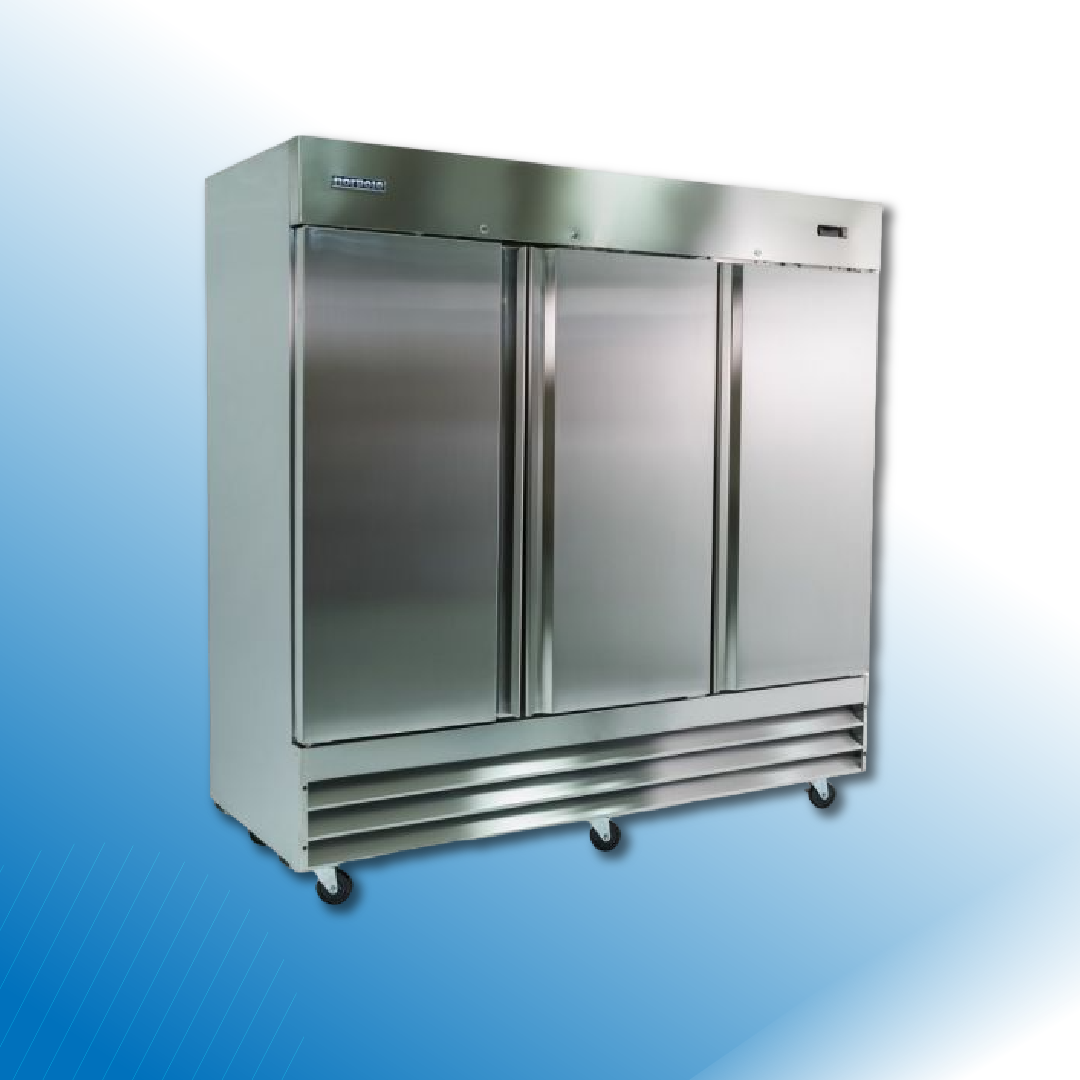 3 Solid Door Stainless Steel Reach-In Freezer