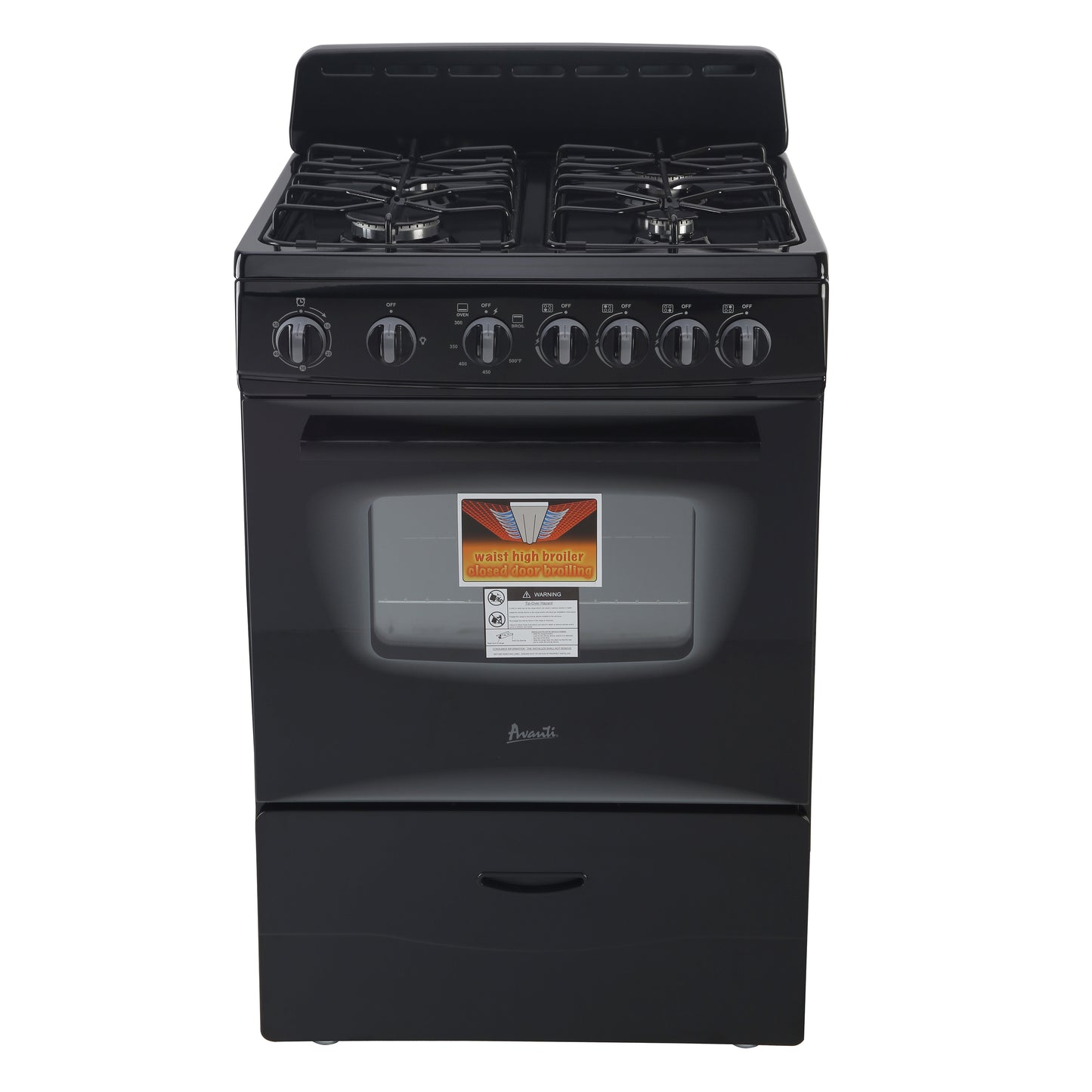 Avanti 24" Compact Gas Range Oven, in Black (GR2415CB)