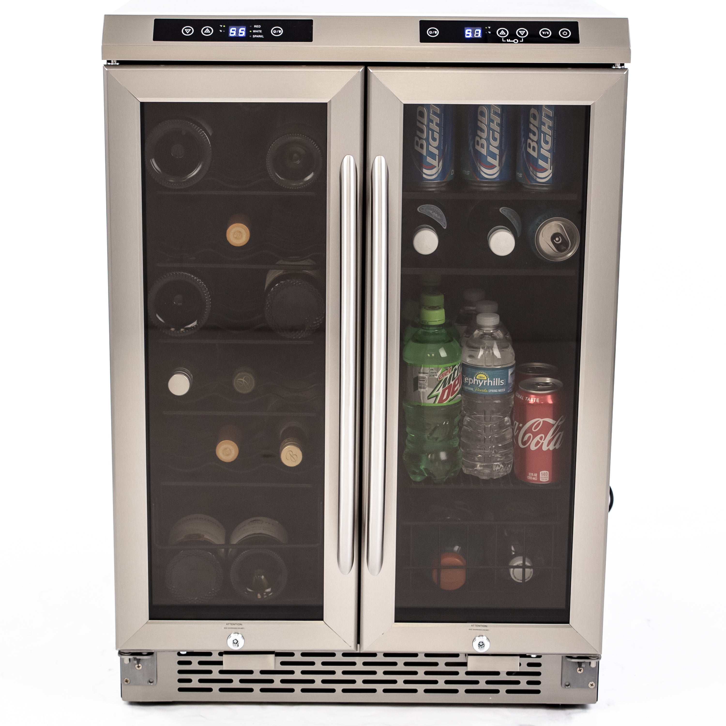 Avanti Dual-Zone Wine and Beverage Center, 19 Bottle/66 Can Capacity, in Stainless Steel (WBV19DZ)