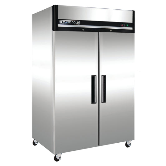 Maxx Cold Double Door Reach-In Refrigerator, Top Mount, 54"W, 49 cu. ft. Storage Capacity, in Stainless Steel (MCRT-49FDHC)