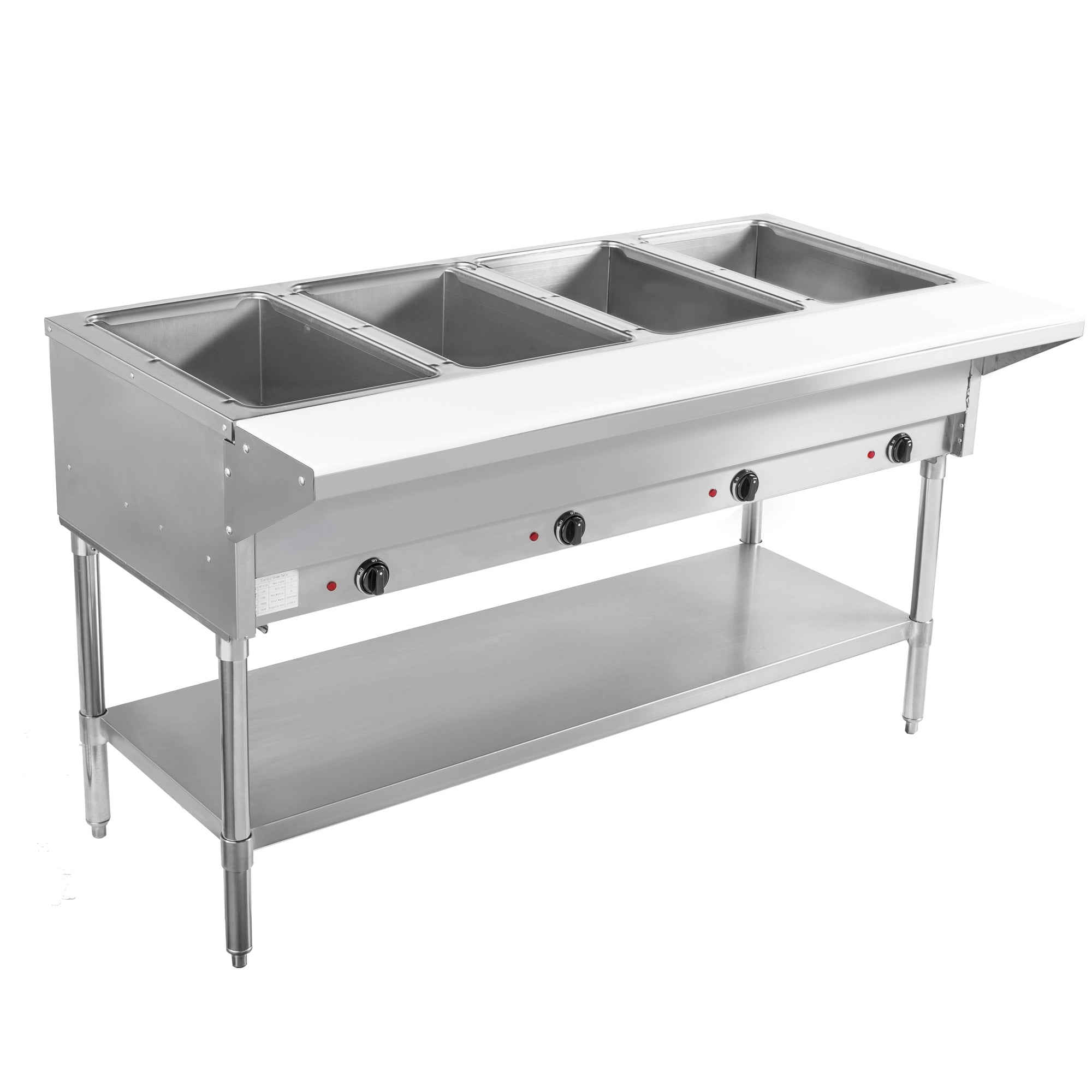 BevLes 4 Well Electric Steam Table, 230V, in Silver (BVST-4-240)