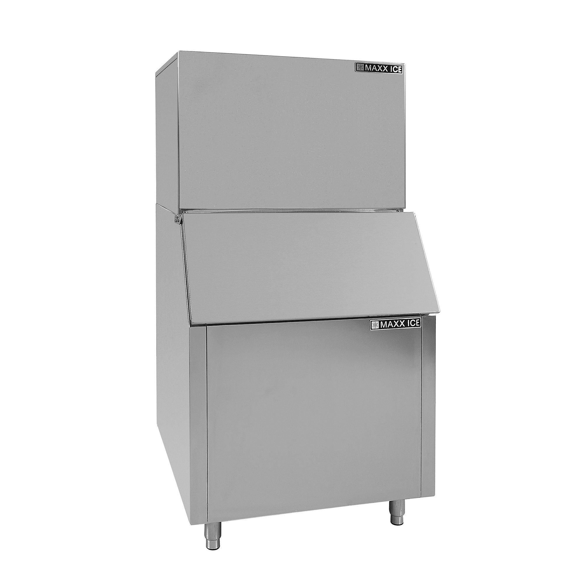 Maxx Ice Modular Ice Machine, 30"W, 602 lbs, and Storage Bin, 30"W, 400 lbs, in Stainless Steel (MIM600B)