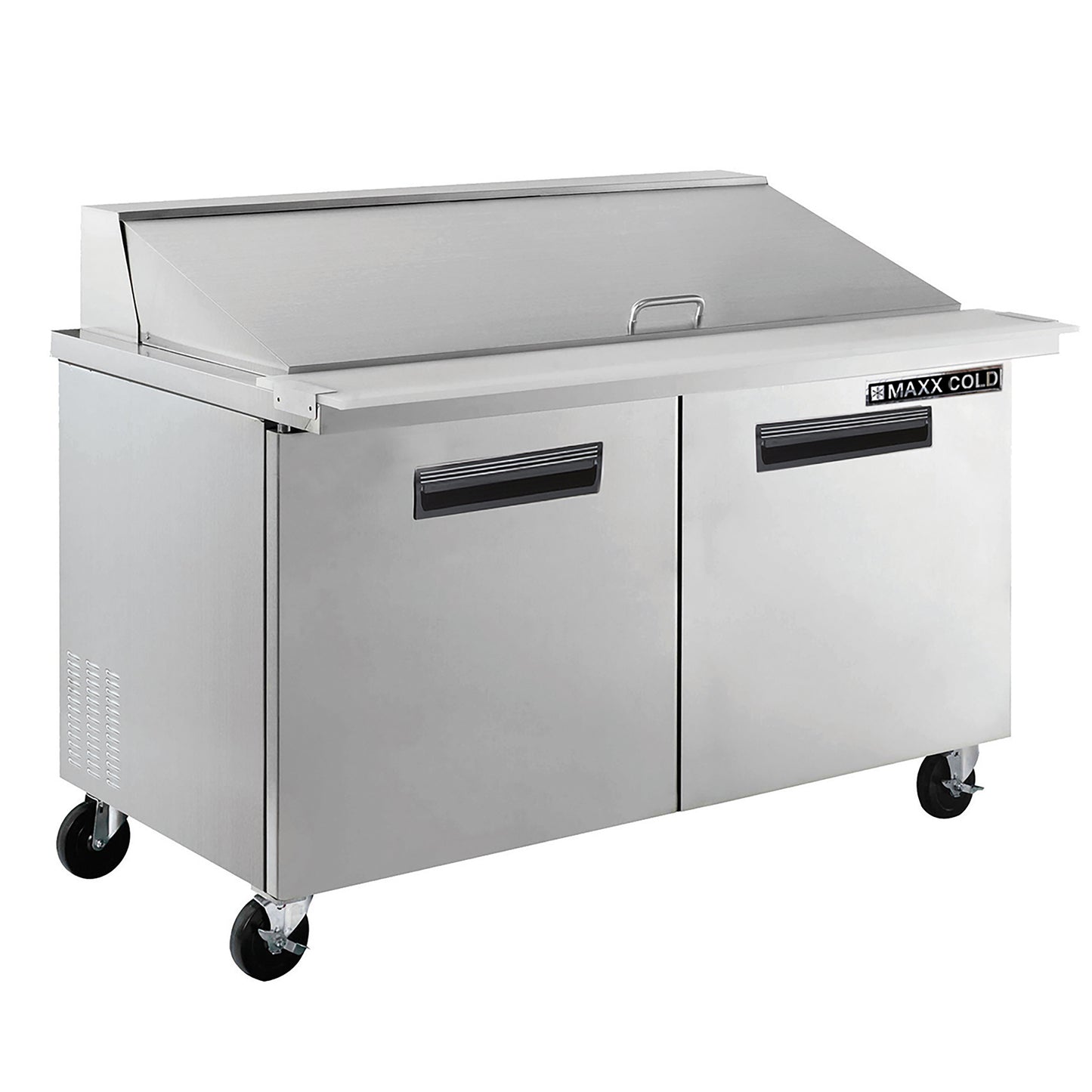 Maxx Cold X-Series Two-Door Refrigerated Mega Top Prep Table, 61"W, 15.5 cu. ft. Storage Capacity, in Stainless Steel (MXCR60MHC)