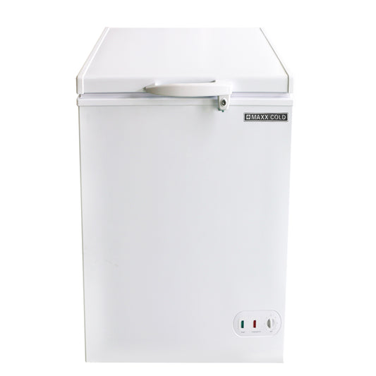 Maxx Cold Select Series Compact Chest Freezer with Solid Top, 22.8"W, 3.4 cu. ft. Storage Capacity, Locking Lid, Garage Ready, in White (MXSH3.4SHC)