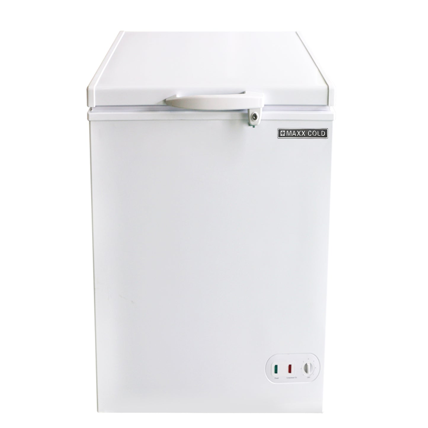 Maxx Cold Select Series Compact Chest Freezer with Solid Top, 22.8"W, 3.4 cu. ft. Storage Capacity, Locking Lid, Garage Ready, in White (MXSH3.4SHC)