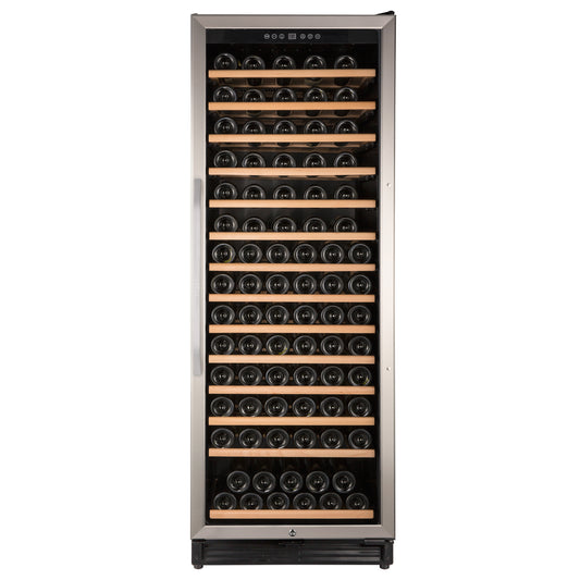 Avanti Wine Cooler, 149 Bottle Capacity, in Stainless Steel with Wood Accent Shelving (WCF149SE3S)