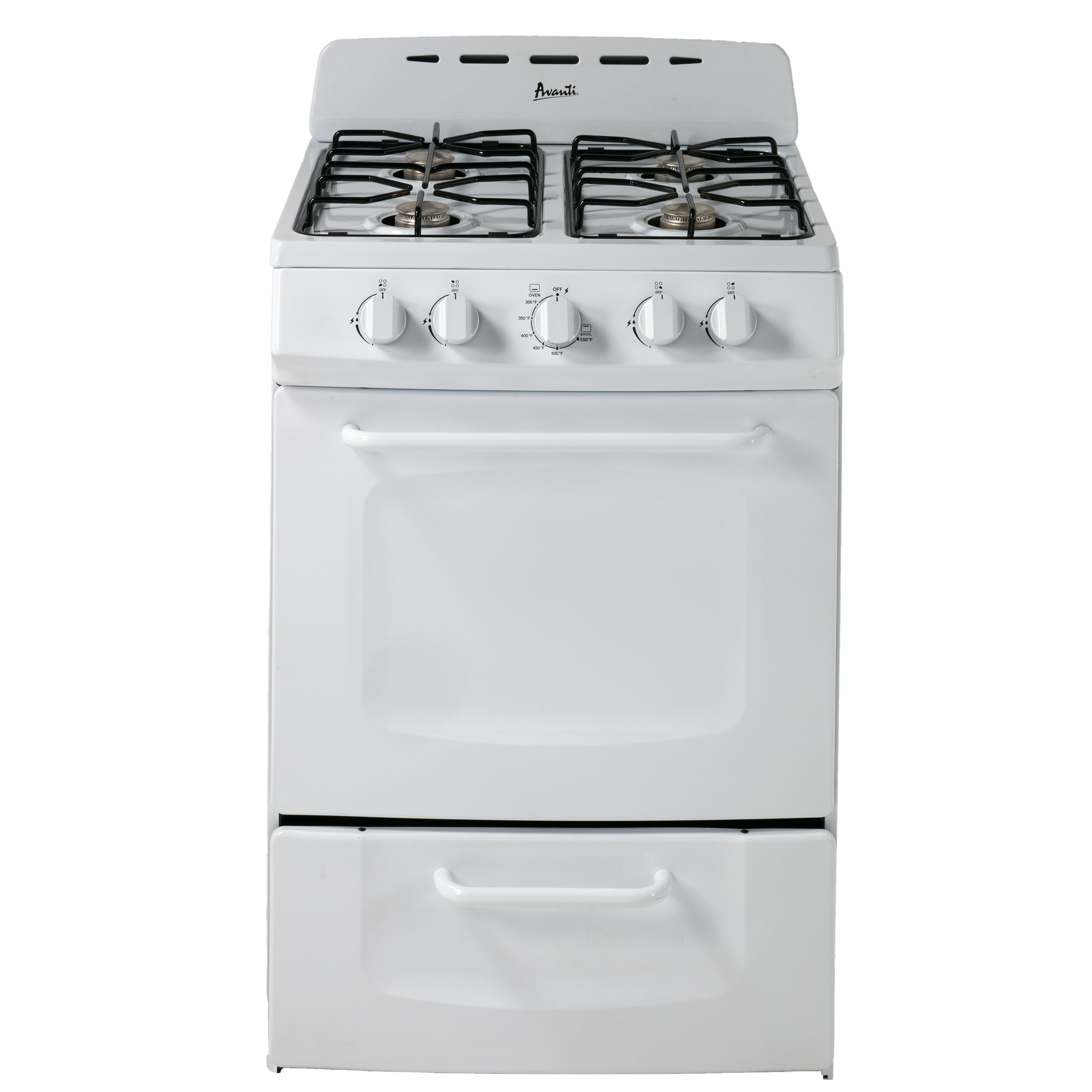 Avanti 24" Gas Range Oven with Solid Metal Door, in White (GRO24P0W)