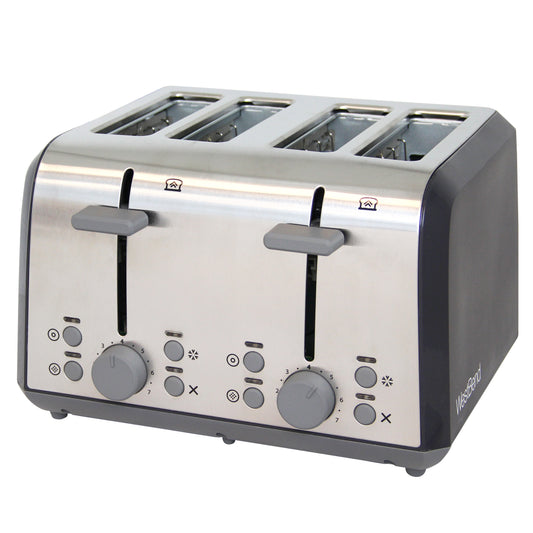 West Bend 4-Slice Toaster with Anti-Jam and Auto-Shut-Off, in Black/Stainless Steel (78824)