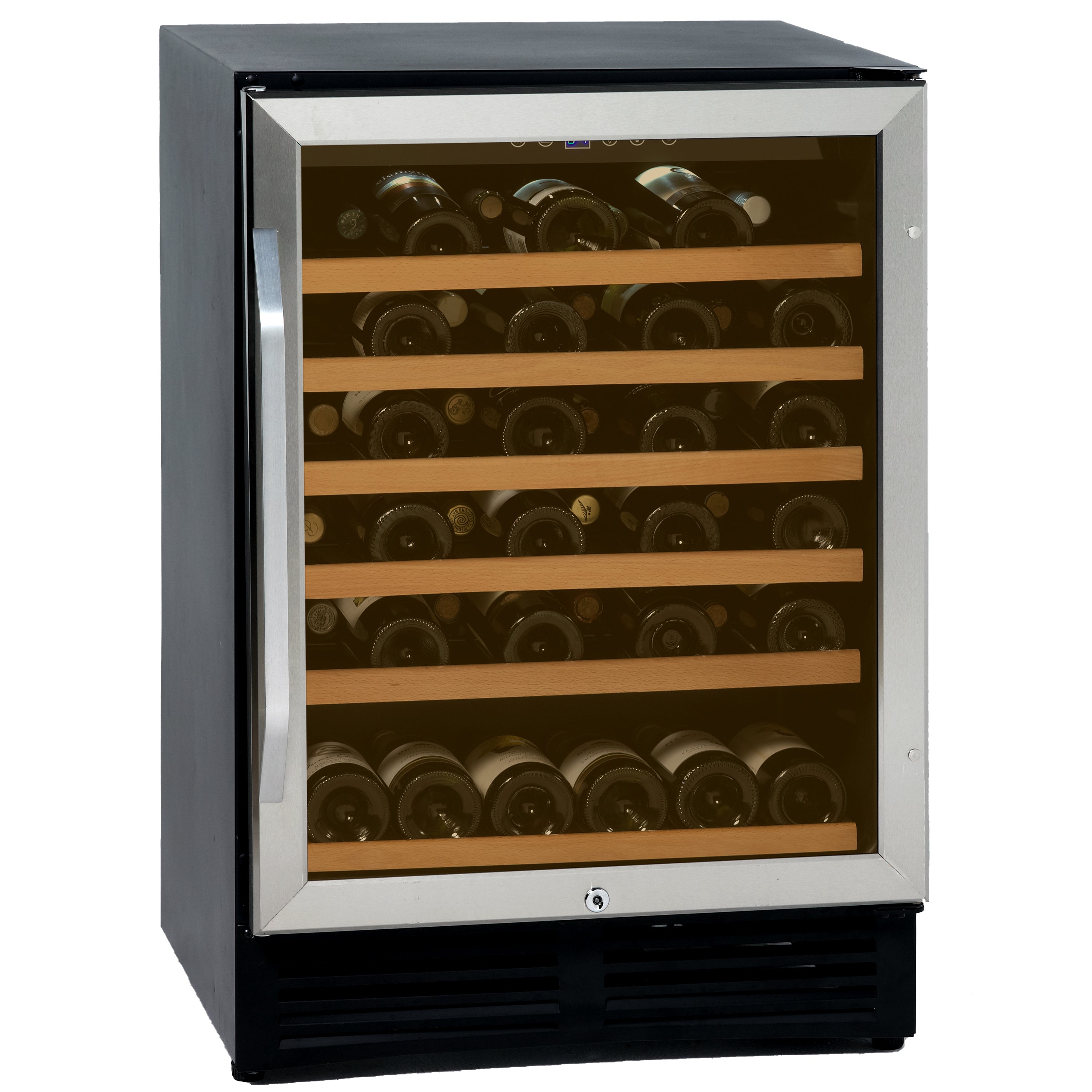 Avanti Wine Cooler, 50 Bottle Capacity, in Stainless Steel with Wood Accent Shelving (WCR506SS)