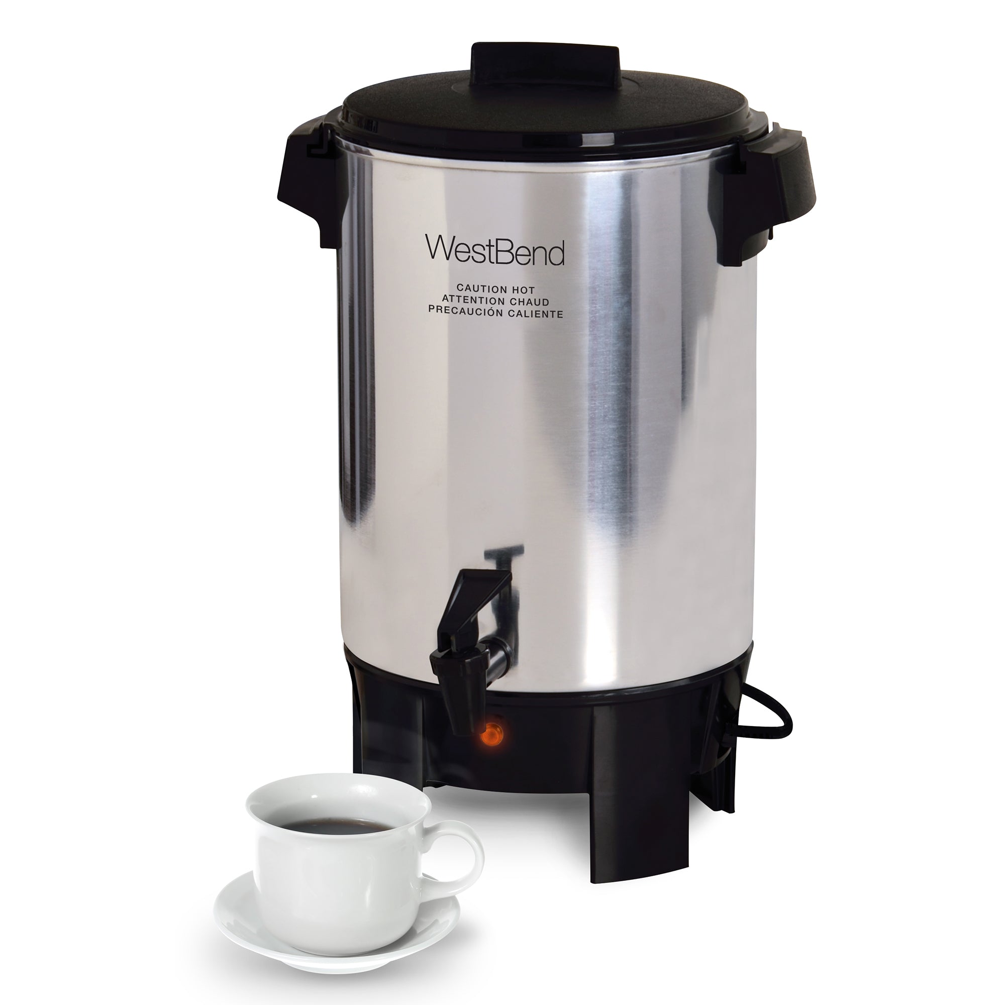 West Bend Commercial Large Capacity Coffee Urn, 30-Cup Coffee Maker with Automatic Temperature Control, in Stainless Steel (58030)