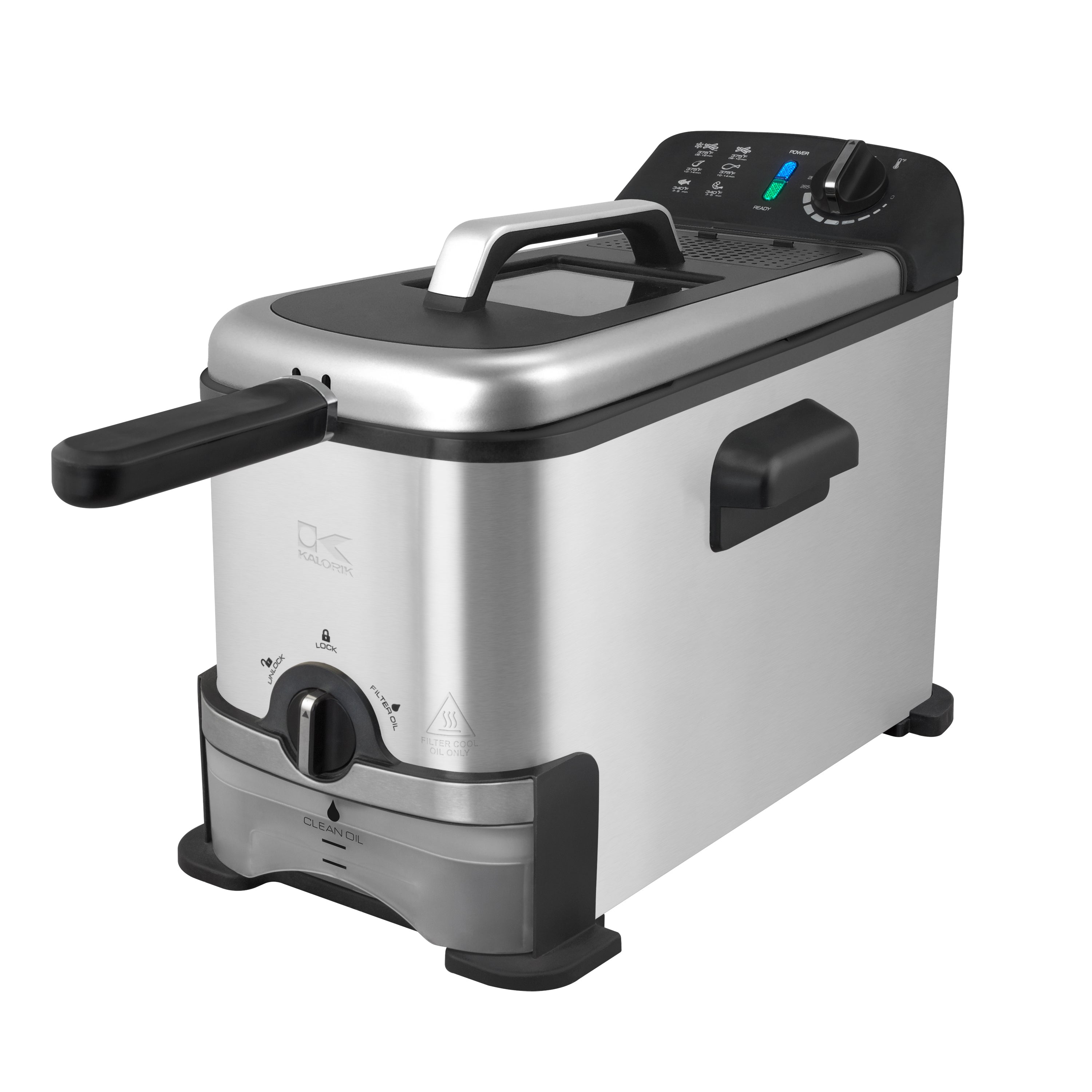 Kalorik 3.2 Quart Deep Fryer with Oil Filtration, in Stainless Steel (FT 43721 BK)