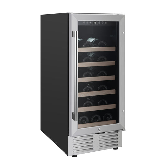 Avanti Wine Cooler with Wood Accent Shelving, 30 Bottle Capacity, in Stainless Steel (WCS31Z3S-IS)