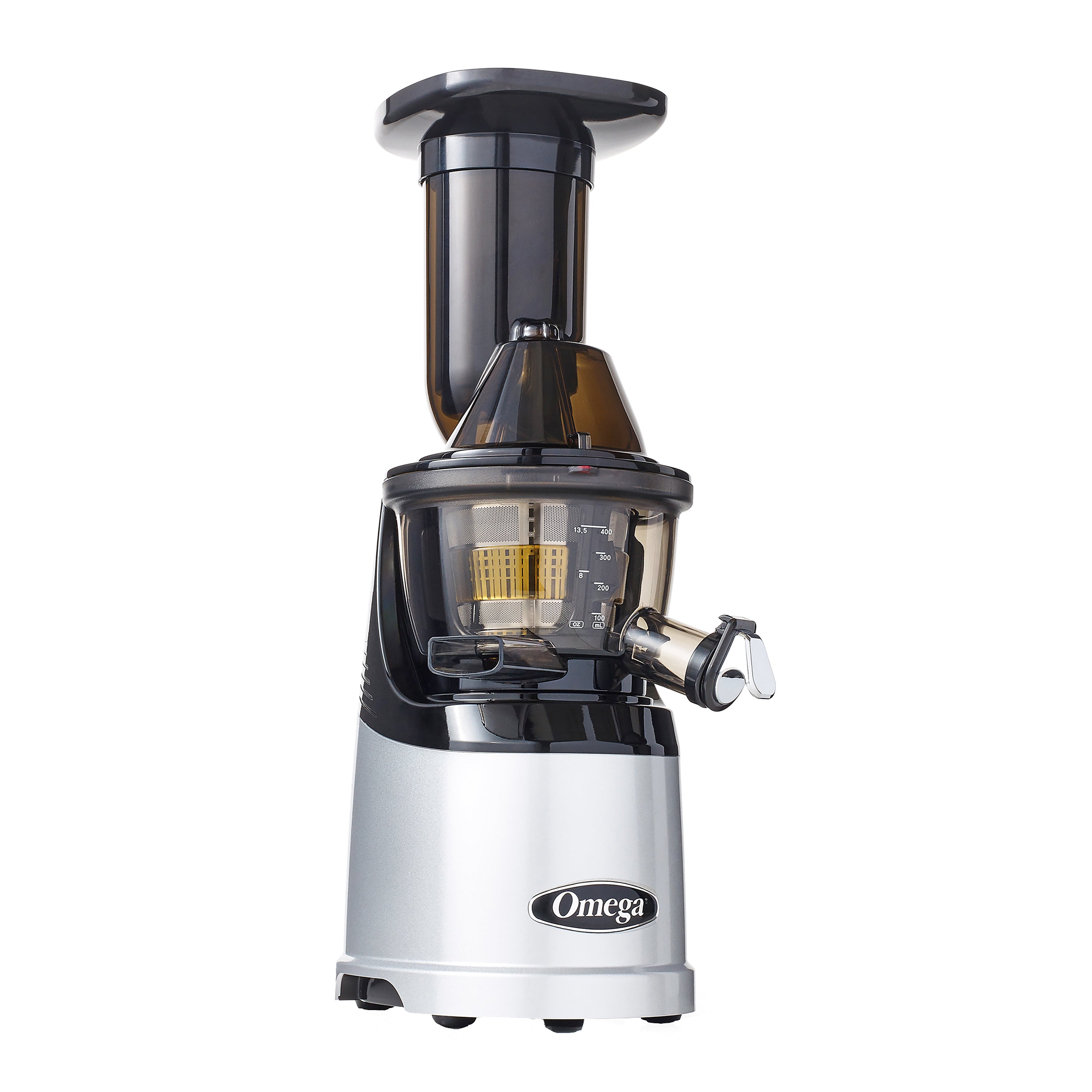 Omega MegaMouth Compact Masticating Vertical Juicer, 240W Low-Speed Single Stage Auger, in Silver (MMV700S)