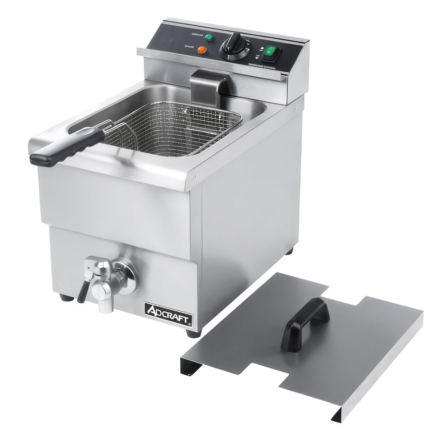 Adcraft Single Tank Deep Fryer with Faucet, 12L, in Stainless Steel (DF-12L)