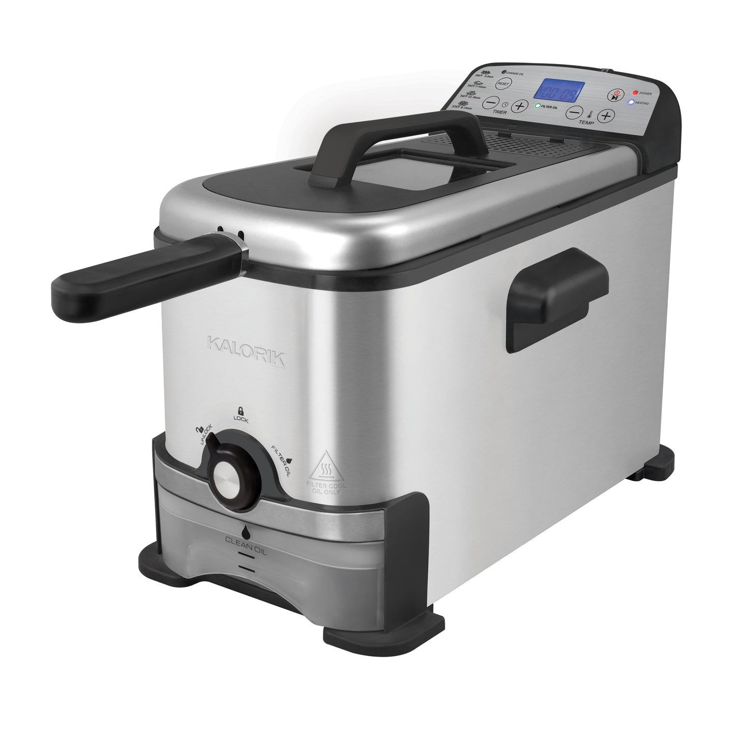 Kalorik 3.2 Quart Digital Deep Fryer with Oil Filtration, in Stainless Steel (FT 44247 BK)