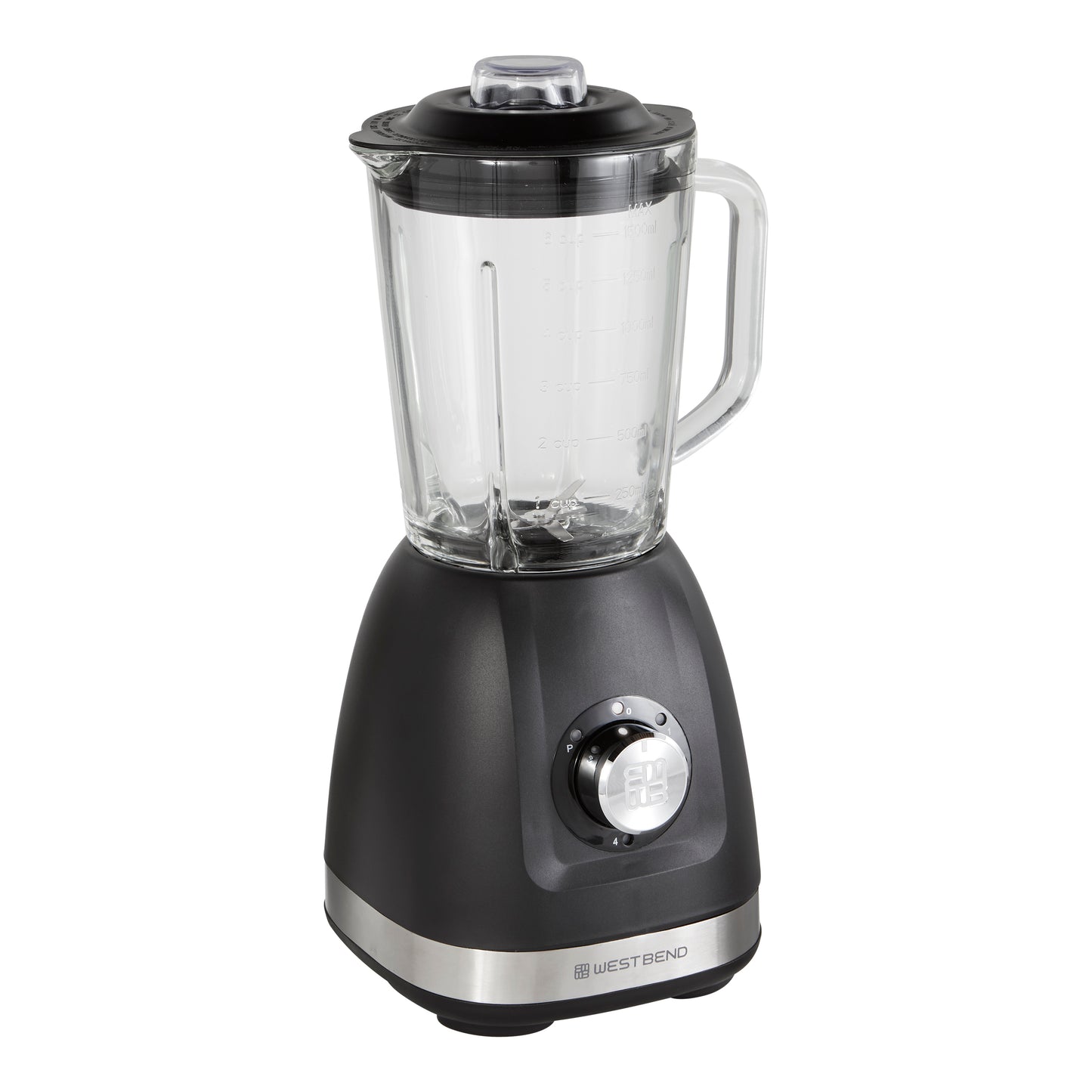 West Bend Multi-Function Blender, 48 oz Glass Jar, with Travel Cup, in Black (BLWB48BK13)