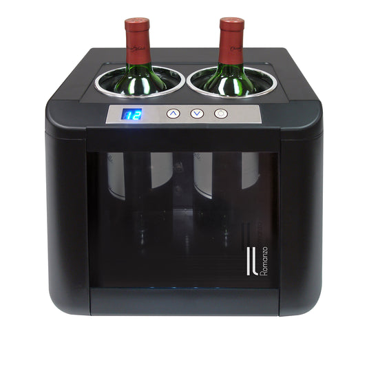 Vinotemp Il Romanzo Series Single-Zone Open Display Thermoelectric Wine Cooler, 2 Bottle Capacity, in Black (IL-OW002)