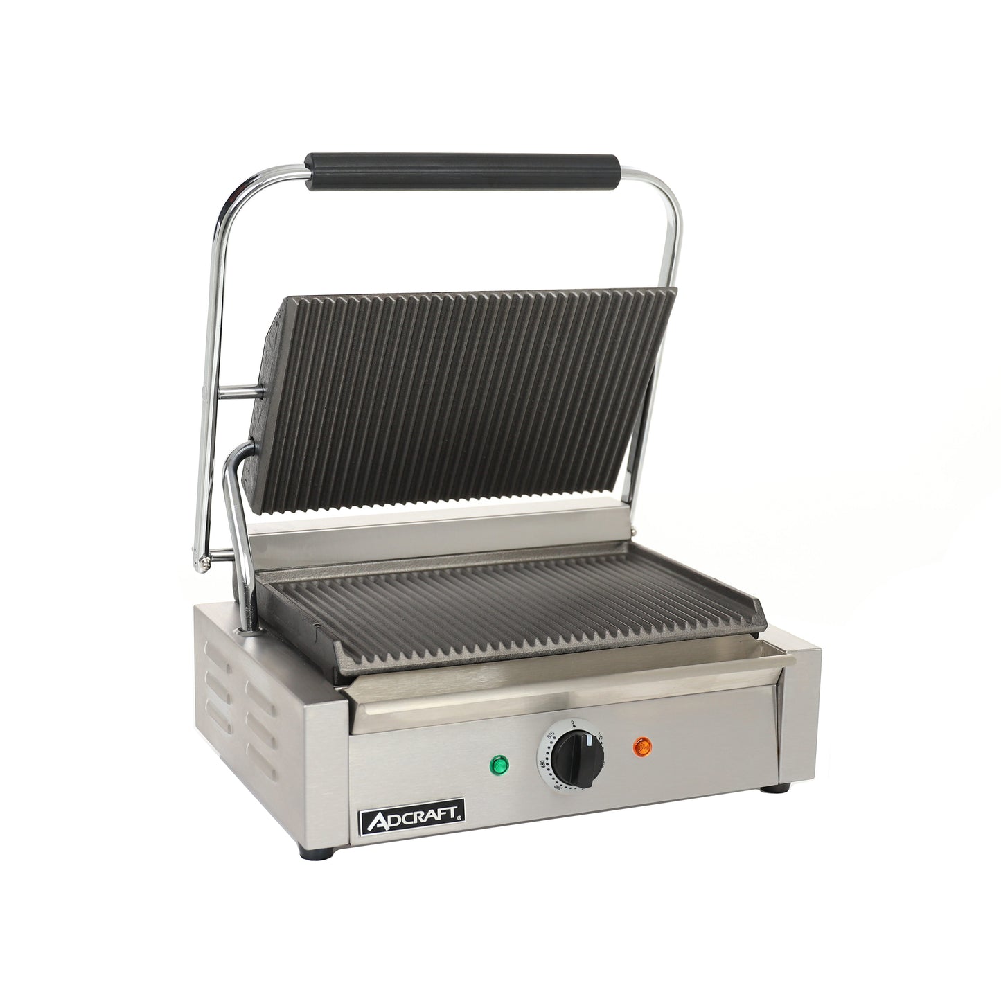 Adcraft Panini Grill with Grooved Plates, in Stainless Steel (SG-811E)