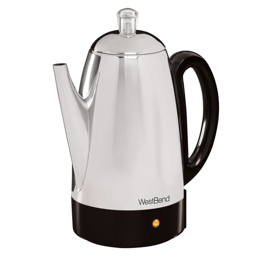 West Bend Classic 12-Cup Coffee Percolator with Cordless Serving, in Stainless Steel (54159)