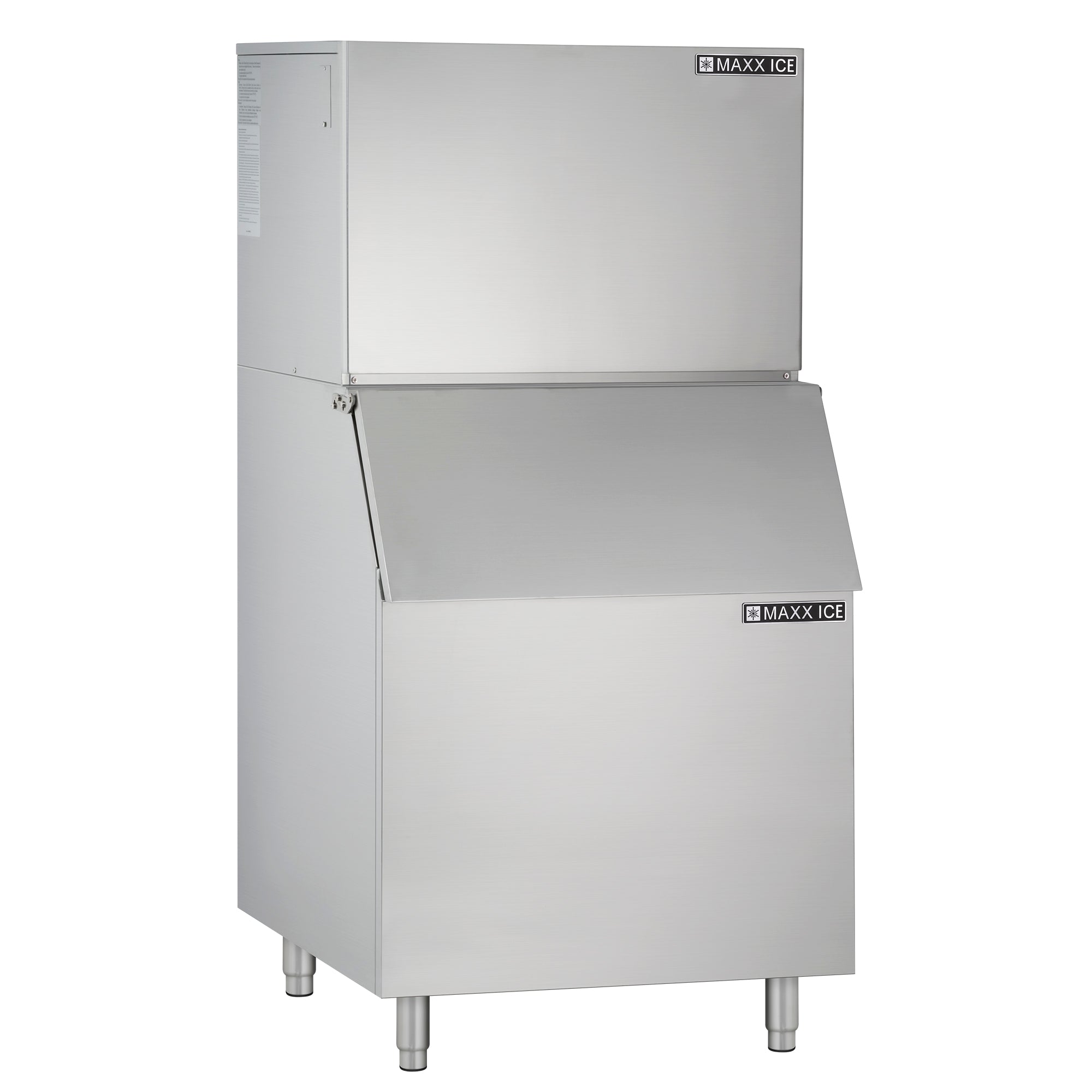 Maxx Ice Modular Ice Machine, 30"W, 460 lbs, Full Dice Ice Cubes, and Storage Bin, 30"W, 400 lbs, in Stainless Steel (MIM452B)