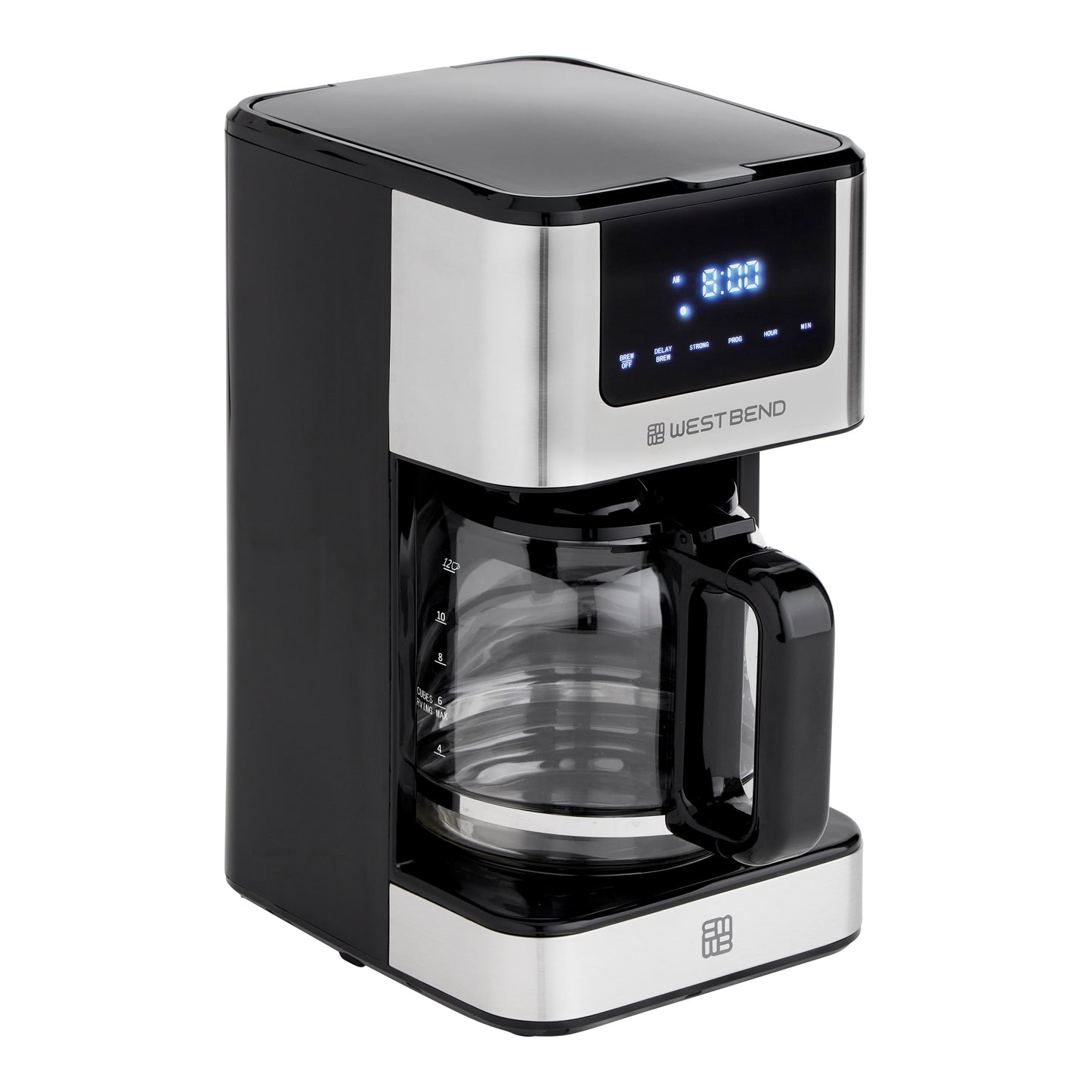 West Bend 12 Cup Hot & Iced Coffee Maker, in Stainless Steel (CMWB12BK13)