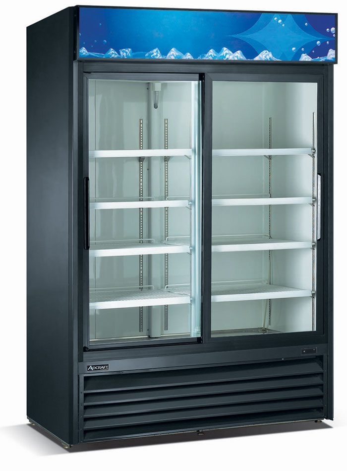 U-Star Sliding Glass Door 53" Merchandiser Refrigerator - 2 Door, Black