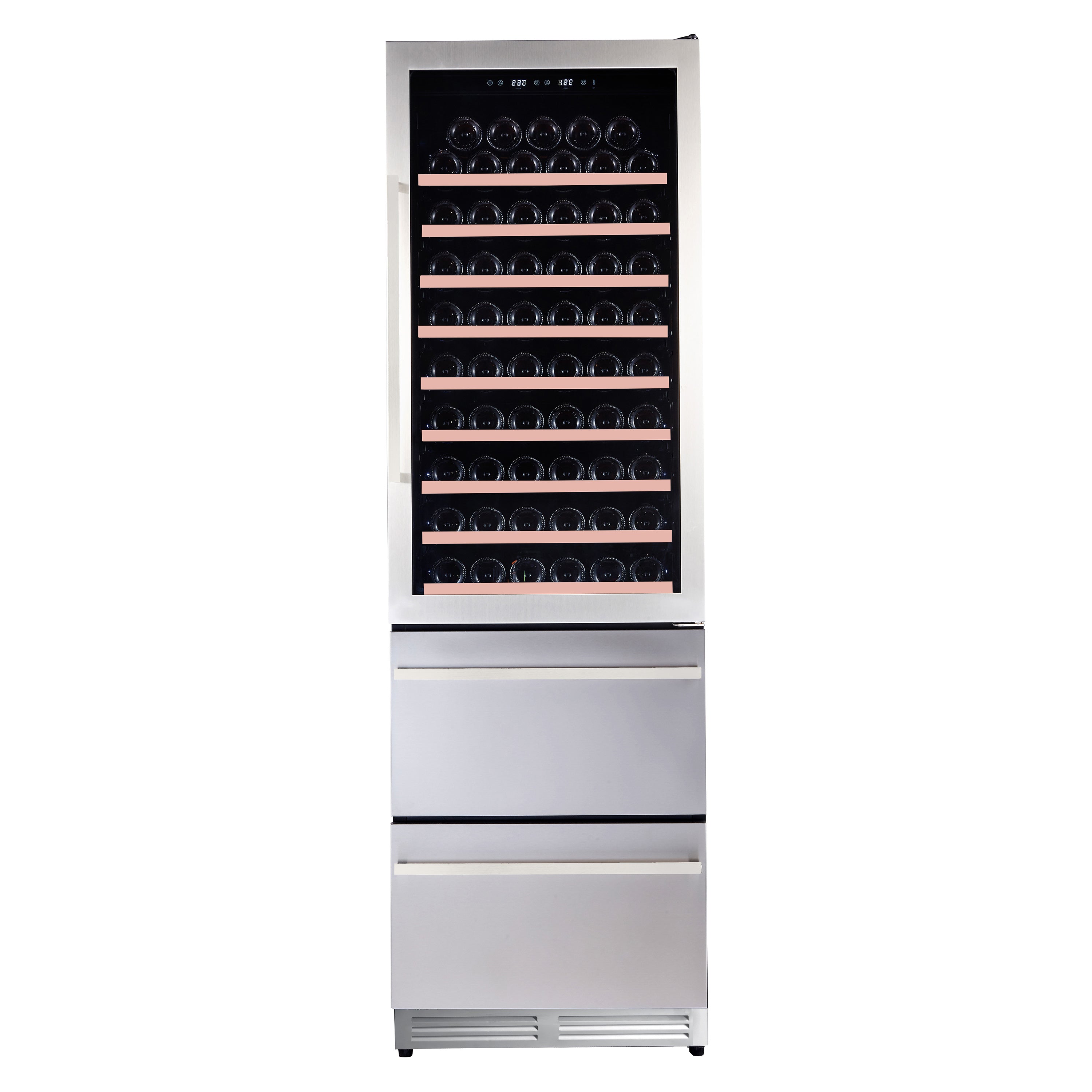 Avanti ELITE Series Wine Cooler, 108 Bottle Capacity, 2-Drawer Beverage Center, in Stainless Steel (WCDD108E3S)