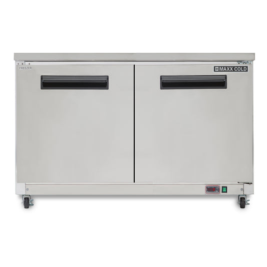 Maxx Cold Double Door Undercounter Freezer, 48.3"W, 12 cu. ft. Storage Capacity, in Stainless Steel (MXCF48UHC)