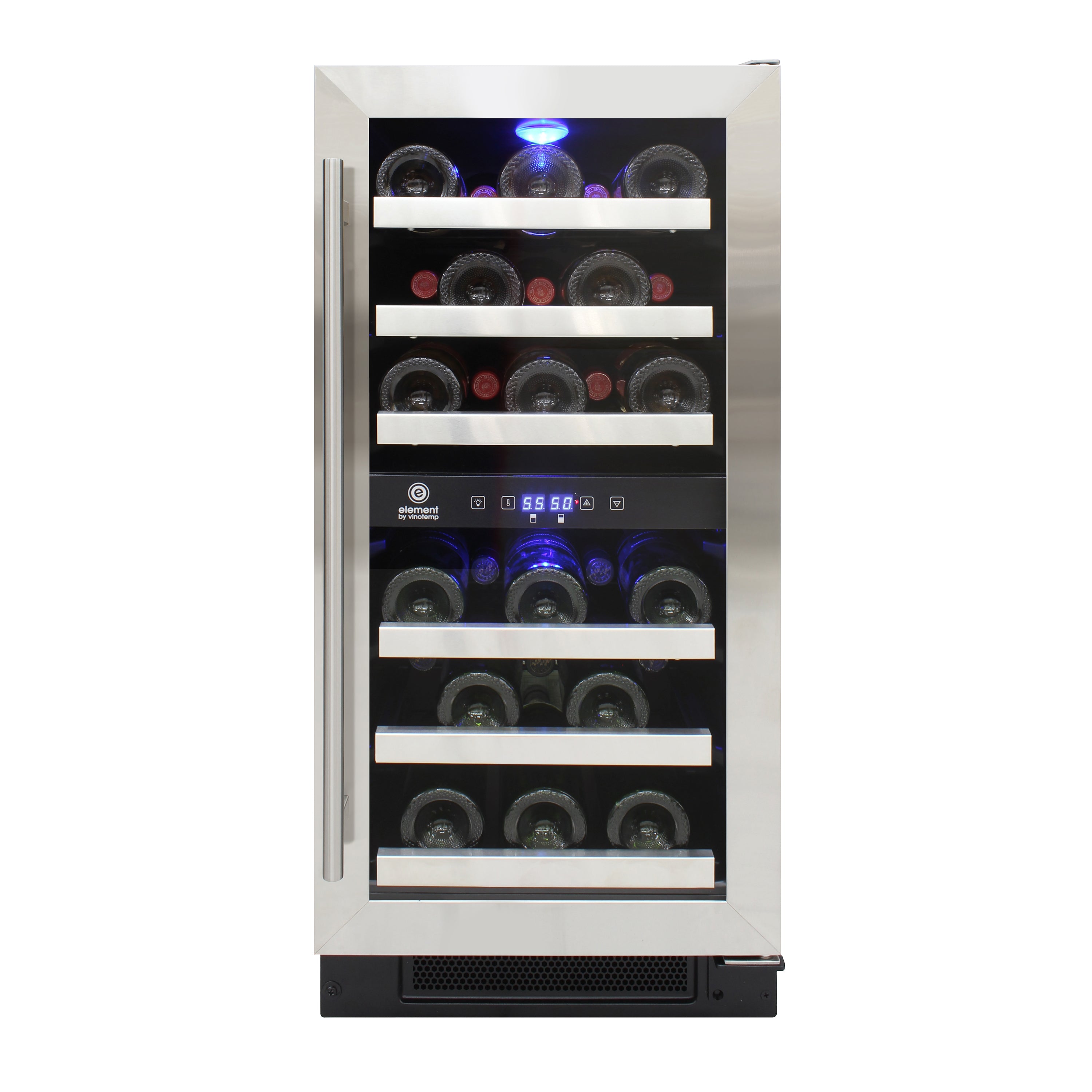 Vinotemp Connoisseur Series Compact Dual-Zone Wine Cooler, 28 Bottle Capacity, in Stainless Steel (EL-WCU101-03)