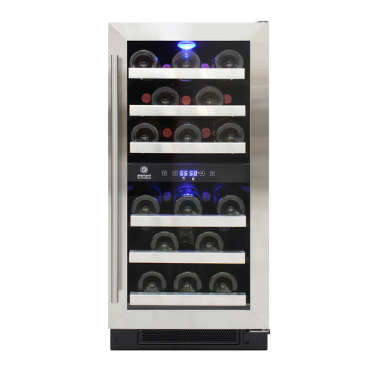 Vinotemp Connoisseur Series Compact Dual-Zone Wine Cooler, 28 Bottle Capacity, in Stainless Steel (EL-WCU101-03)