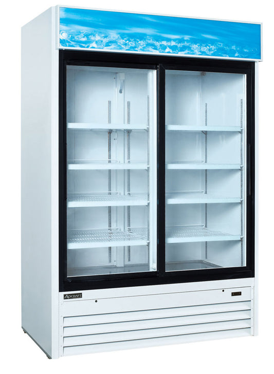 U-Star Sliding Glass Door 53" Merchandiser Refrigerator - 2 Door, White