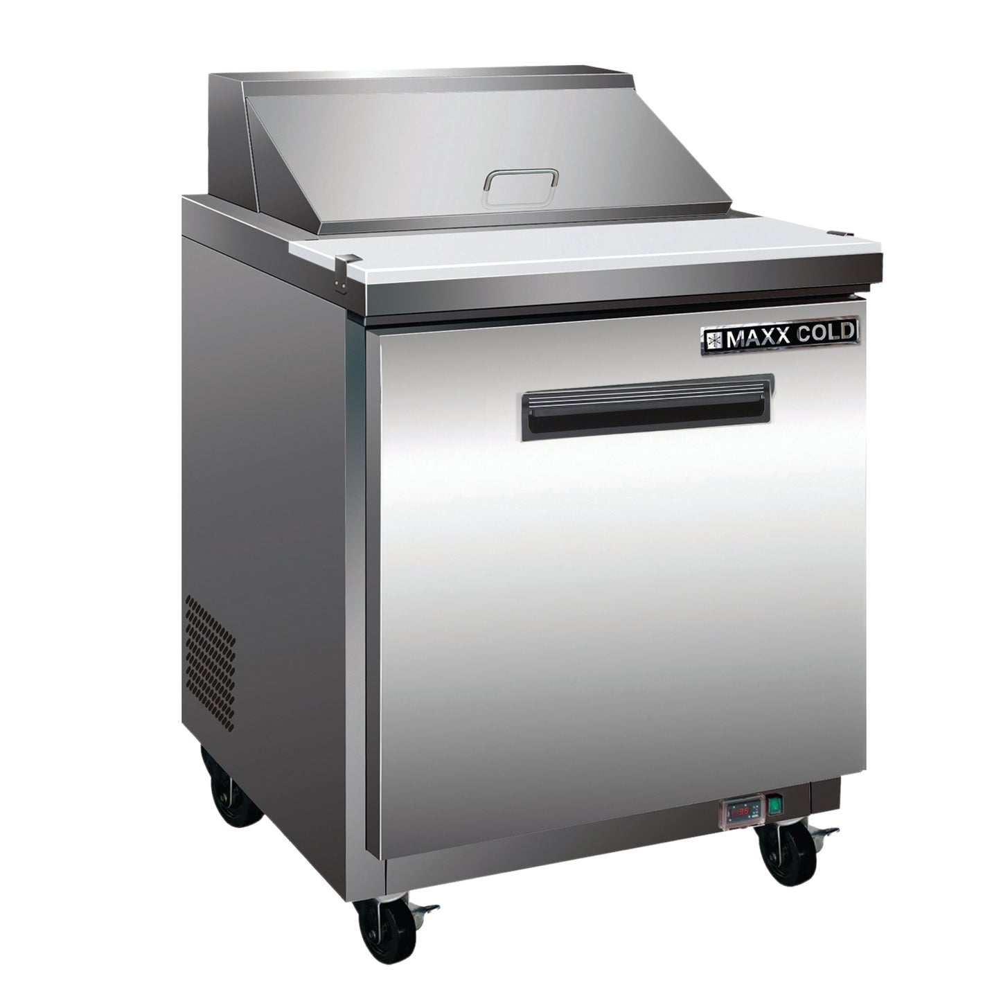 Maxx Cold X-Series One-Door Refrigerated Mega Top Prep Table, 29"W, 7 cu. ft. Storage Capacity, in Stainless Steel (MXCR29MHC)