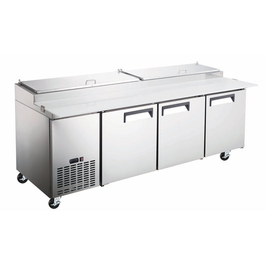 Grista Pizza Prep Table - 3 Door, 24 Cu. Ft., 92 In