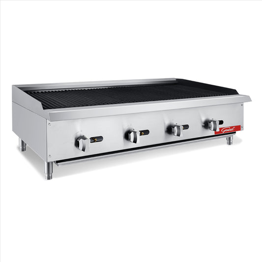 General Foodservice Charbroiler Grill, 4 Burners, 140,000 BTU's, 48", in Stainless Steel (GCRB-48NG)