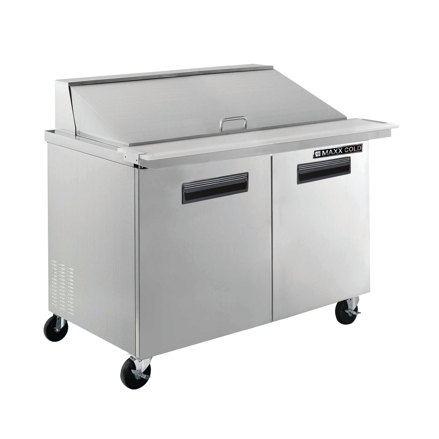 Maxx Cold X-Series Two-Door Refrigerated Mega Top Prep Table, 48"W, 12 cu. ft. Storage Capacity, in Stainless Steel (MXCR48MHC)