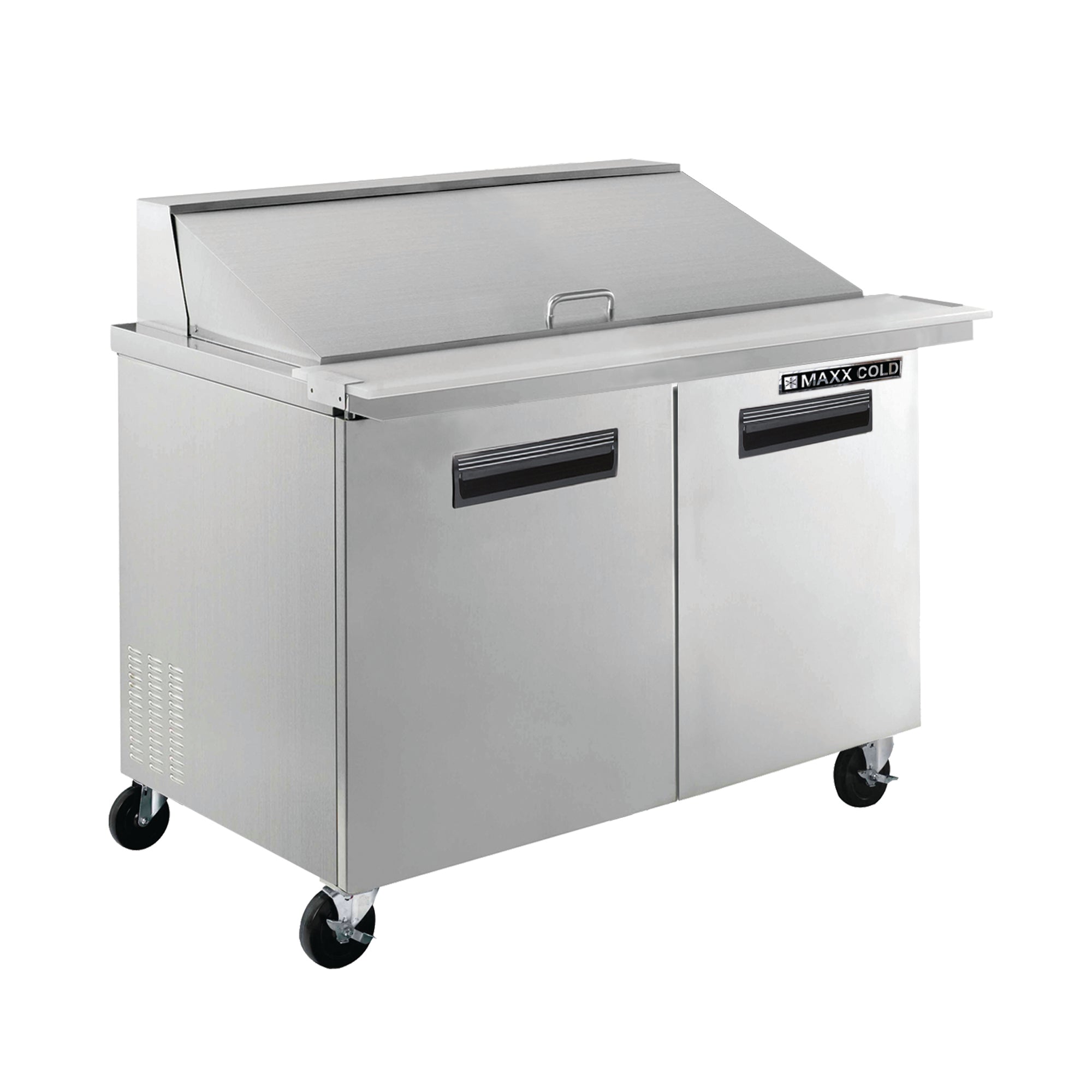 Maxx Cold X-Series Two-Door Refrigerated Mega Top Prep Table, 48"W, 12 cu. ft. Storage Capacity, in Stainless Steel (MXCR48MHC)