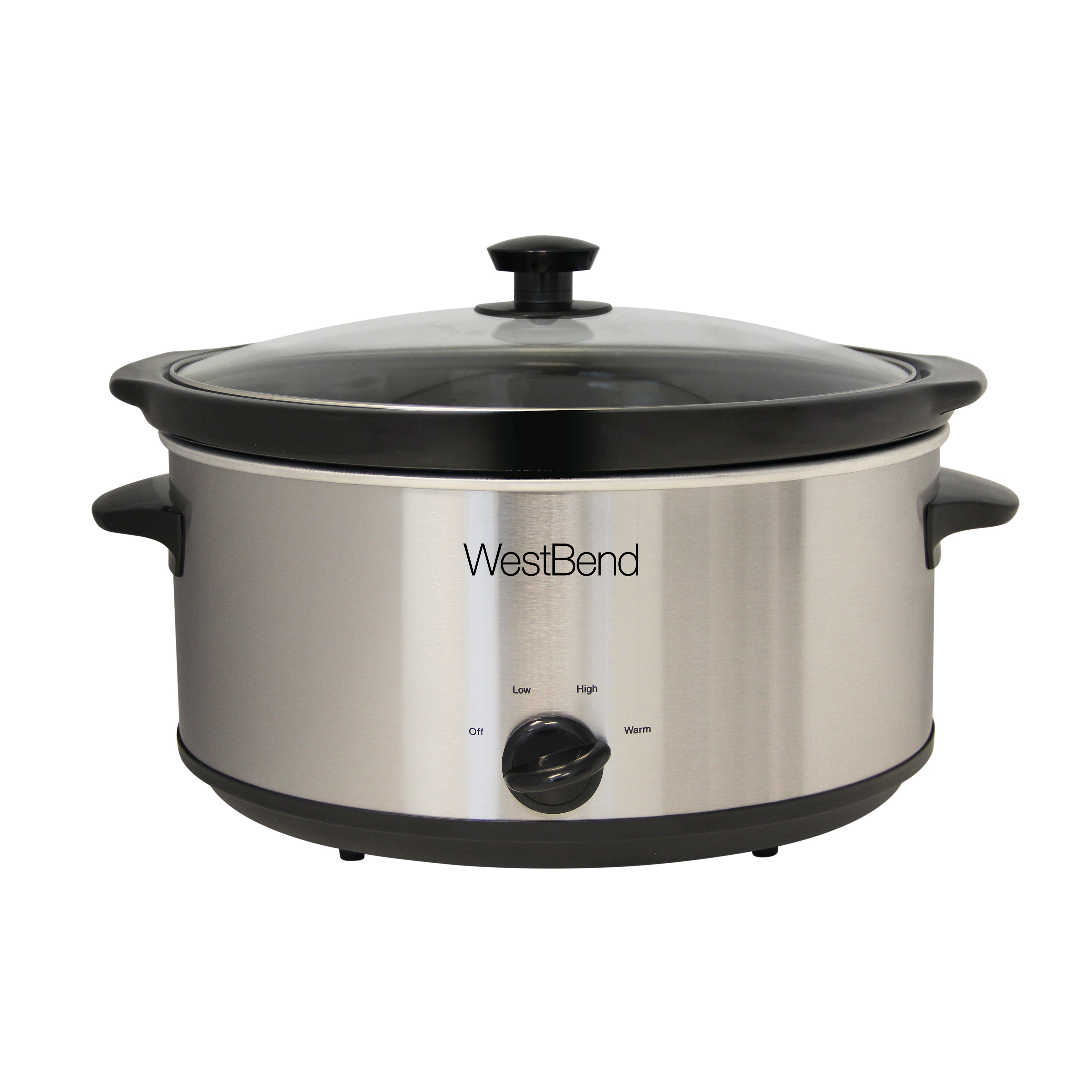 West Bend Large Slow Cooker with 3 Temperature Settings, 6 Qt. Capacity, in Brushed Stainless Steel (87156)