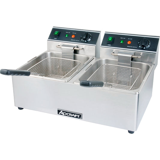 Adcraft Double Tank Deep Fryer, in Stainless Steel (DF-6L/2)