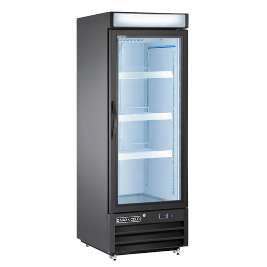 Maxx Cold X-Series Single Glass Door Merchandiser Freezer, Free Standing, 25"W, 16 cu. ft. Storage Capacity, in Black (MXM1-16FBHC)