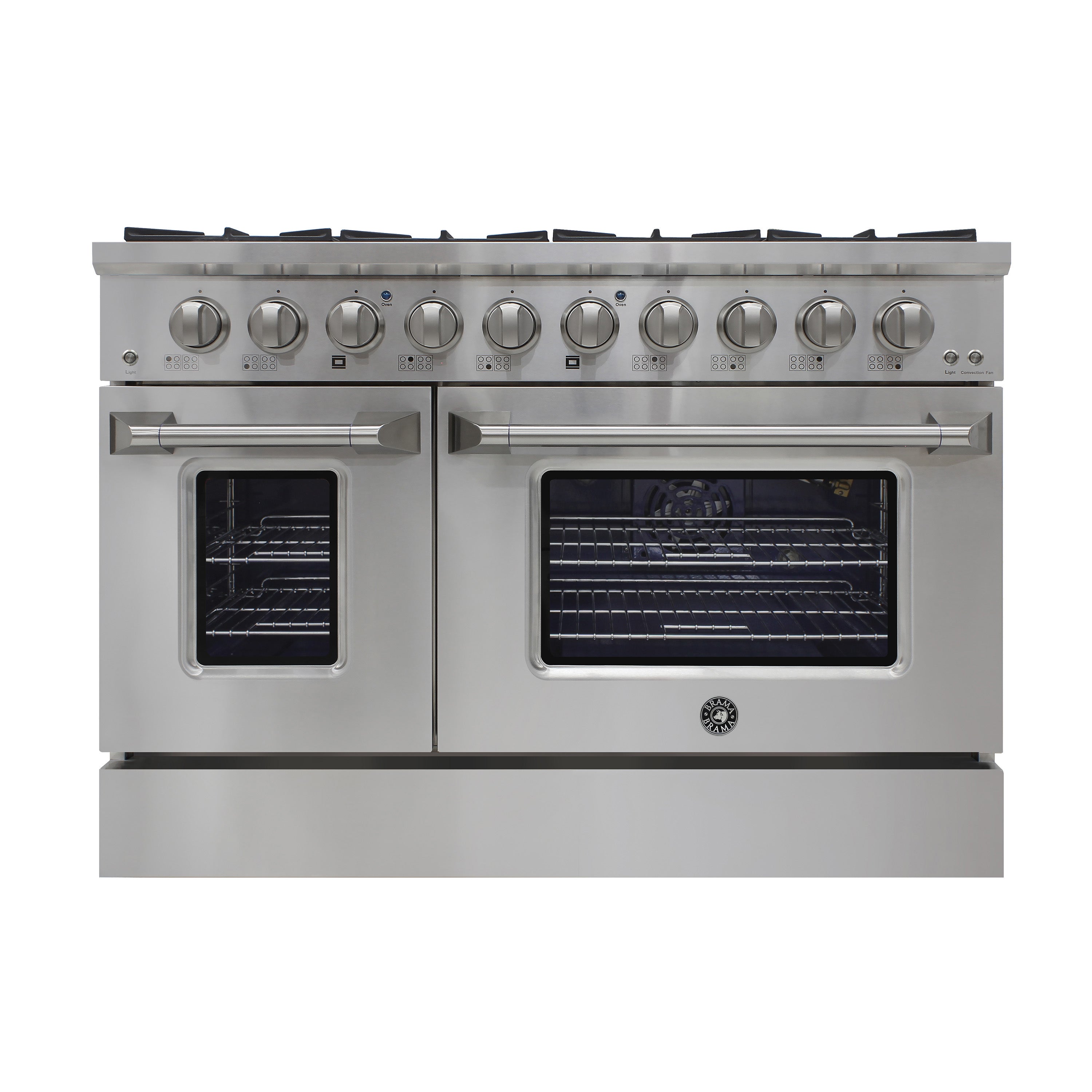 Brama by Vinotemp 48" Double Oven Gas Range with 8 Burners, 6.7 cu. ft. Capacity, in Stainless Steel (BR-48SSGG)