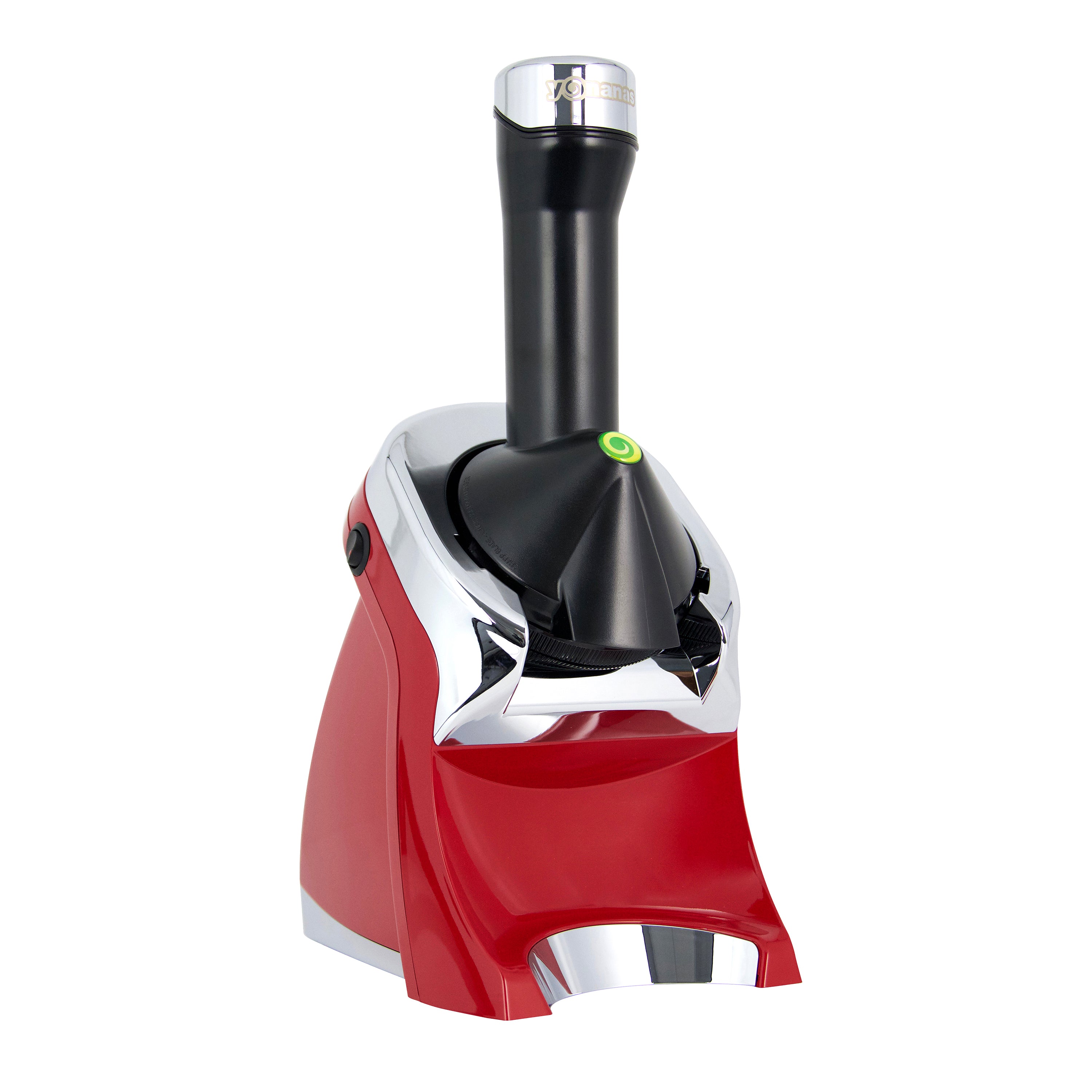 Yonanas Deluxe Red Non-Dairy Frozen Fruit Soft Serve Dessert Maker, Includes 75 Recipes, 200 Watts