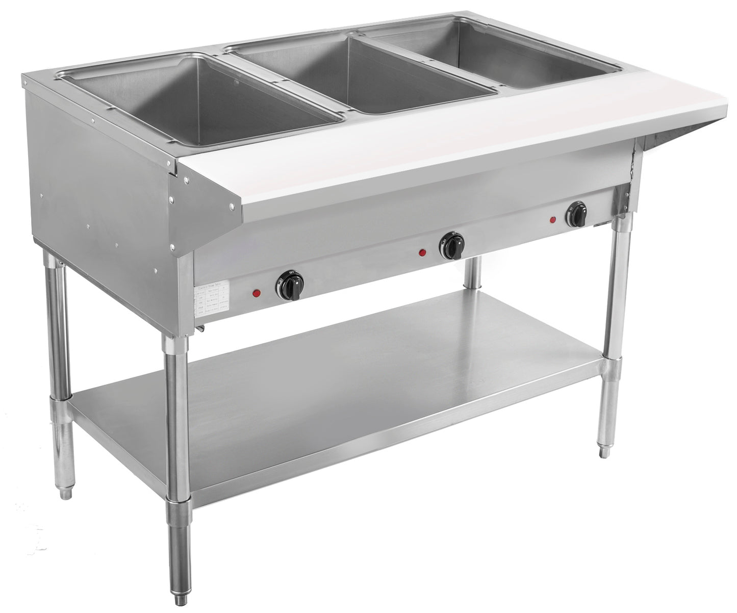 BevLes 3 Well Electric Steam Table, 120V, in Silver (BVST-3-120)