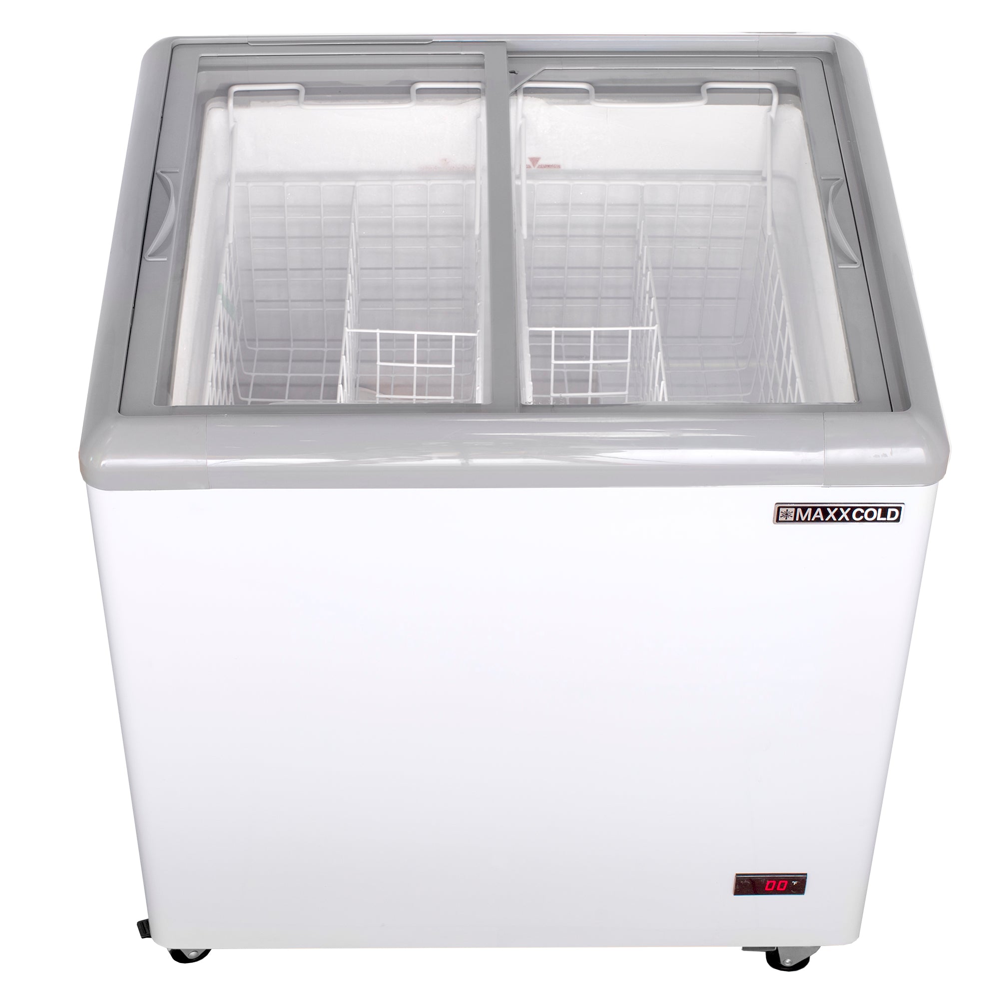 Maxx Cold X-Series Sliding Glass Top Mobile Ice Cream Display Freezer, 31"W, 5.8 cu. ft. Storage Capacity, in White (MXF31F)