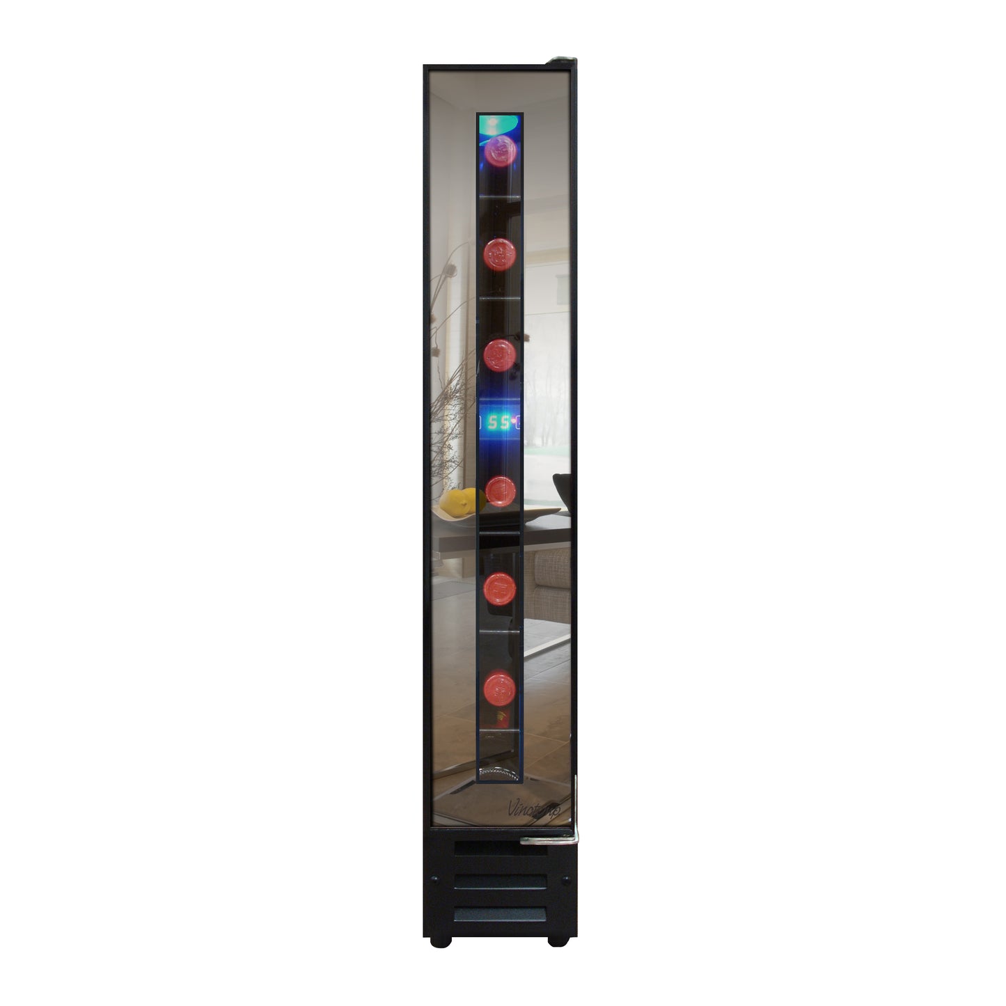 Vinotemp Private Reserve Series Compact Single-Zone Mirrored Wine Cooler, 7 Bottle Capacity, in Black (VT-7BMSL-FE)