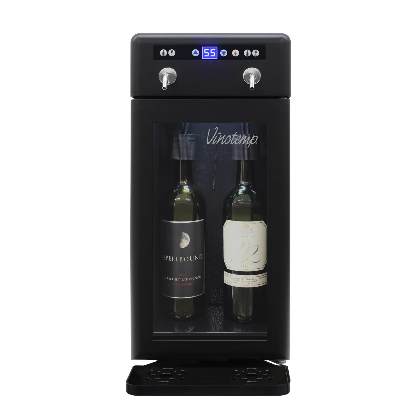 Vinotemp Wine Dispenser with Drip Tray and Push Button Controls, 2 Bottle Capacity, in Black (VT-WD002-BLK)