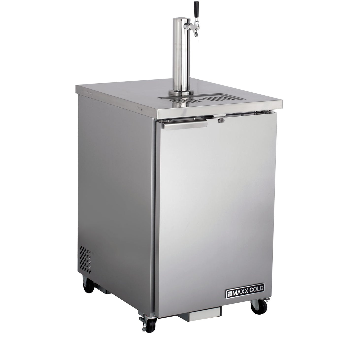 Maxx Cold X-Series Single Tower, 1 Tap Beer Dispenser, 23.3"W, 7.2 cu. ft. (204 L), 1 Barrel/Keg Storage Capacity, in Stainless Steel (MXBD24-1SHC)