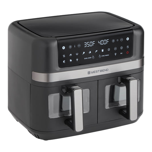 West Bend 10 Qt. Double UP Air Fryer with 15 Presets and Easy-View Windows, in Black (AFWB10BK13)