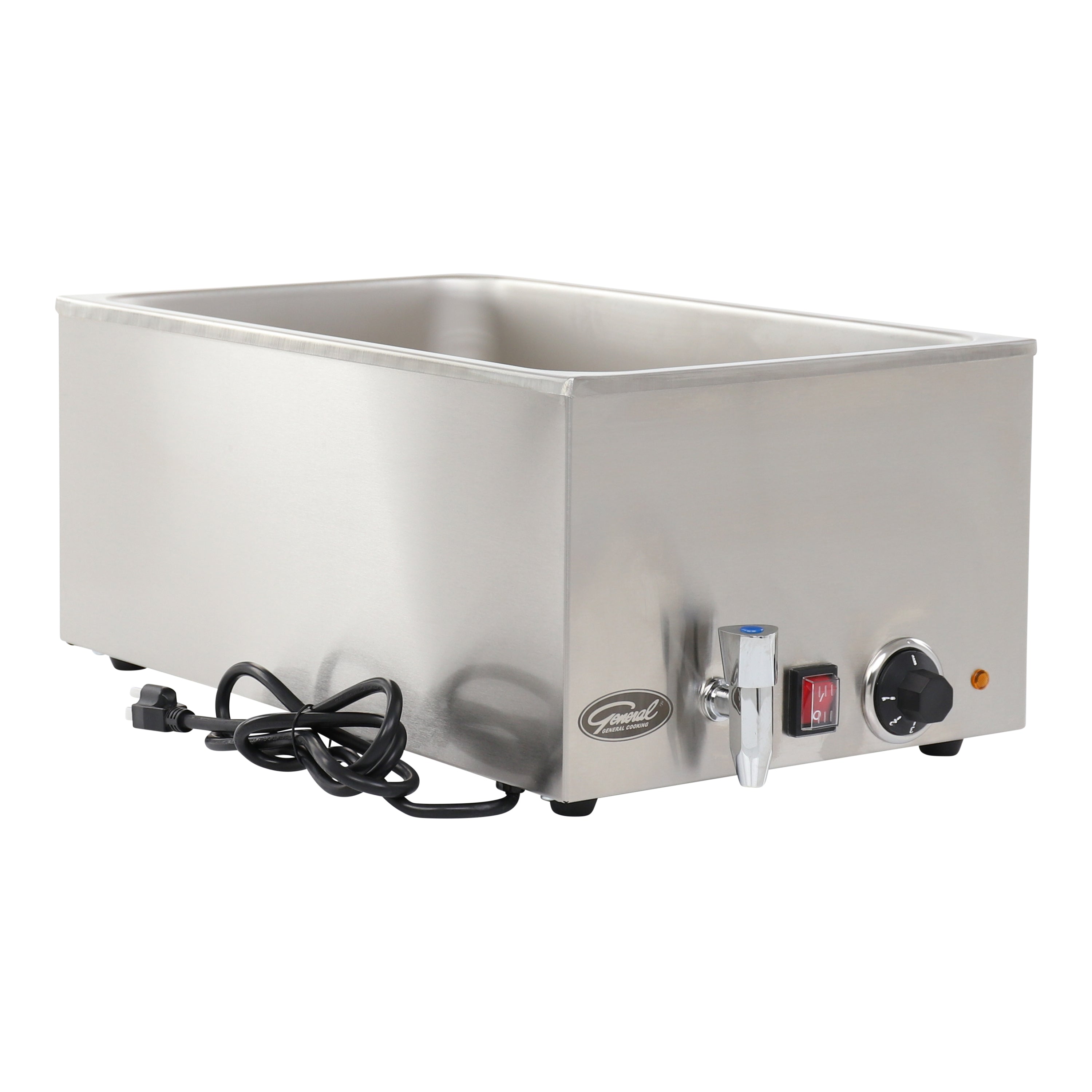 General Foodservice Electric Countertop Food Warmer with Drain, in Stainless Steel (GFW-100D)